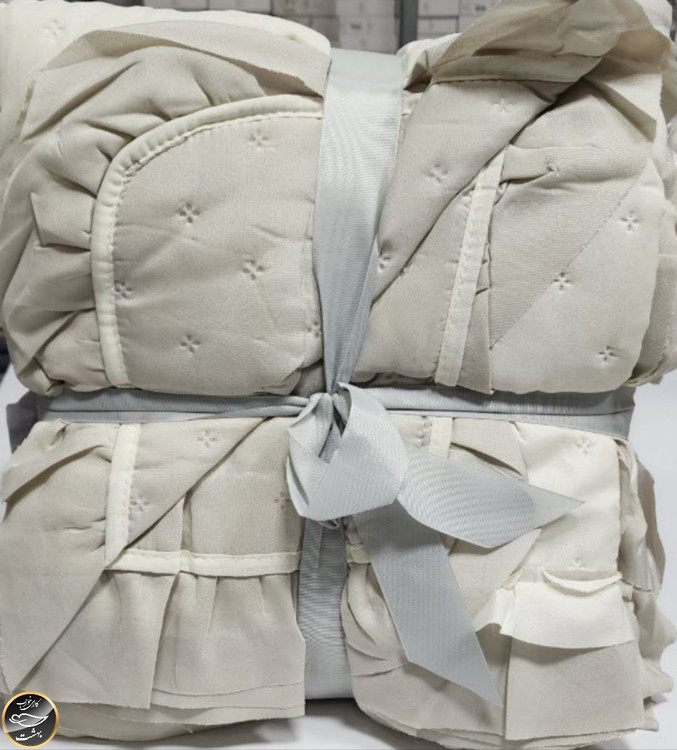 روتختی دونفره پنبه دوزی چین دار ترک ( شیری)