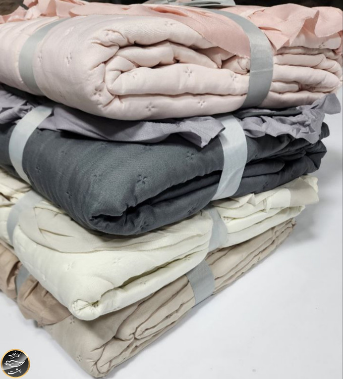 روتختی دونفره پنبه دوزی چین دار ترک ( شیری)