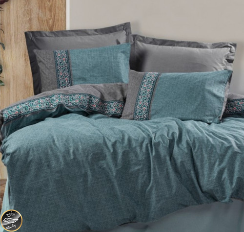 ست کاور لحاف دونفره Folk Art - Erna Petrol (چهار تکه)