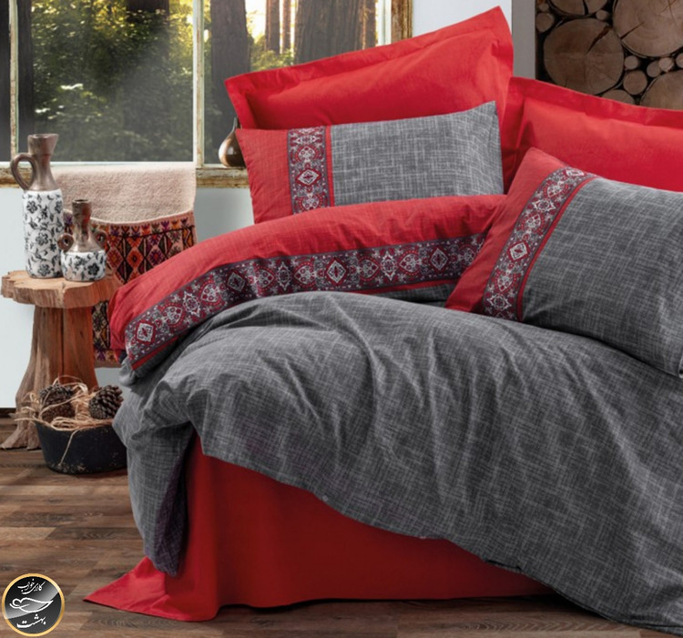 ست کاور لحاف دونفره Folk Art - Ardil Kirmizi (چهار تکه)