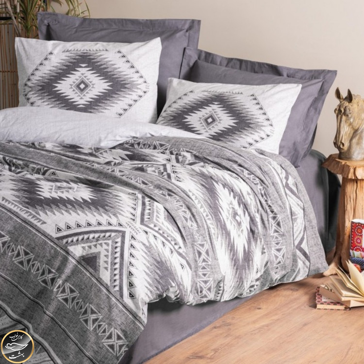 ست کاور لحاف دونفره Ethnic - Delos Antrasit (چهار تکه)