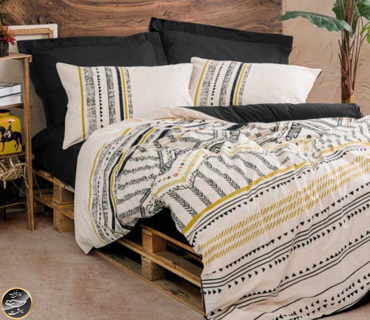 ست کاور لحاف دونفره Ethnic - Elvira Siyah (چهار تکه