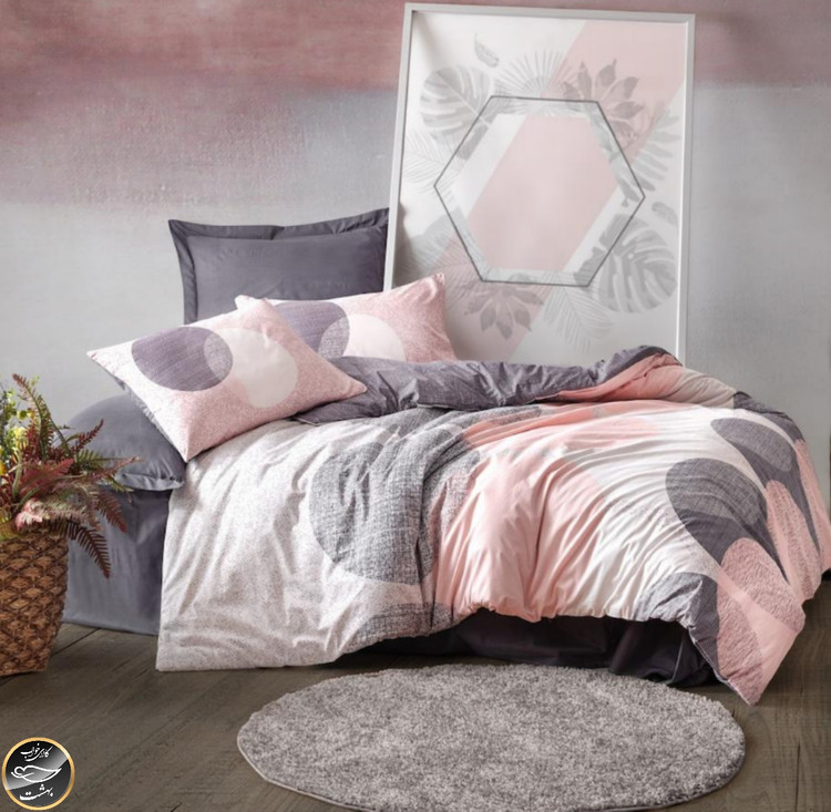 ست کاور لحاف دونفره Mode Line - Leron Gri (چهار تکه)