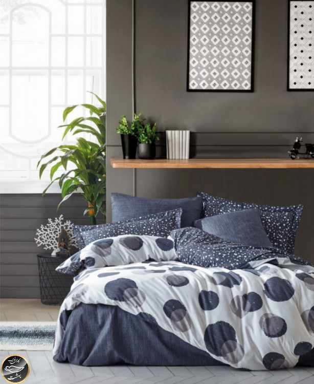 ست کاور لحاف دونفره Modern - Orva Indigo (چهار تکه)