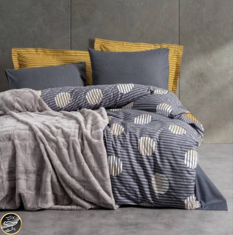 ست کاور لحاف دونفره با پتو Trim - Smooth Gri (پنج تکه)