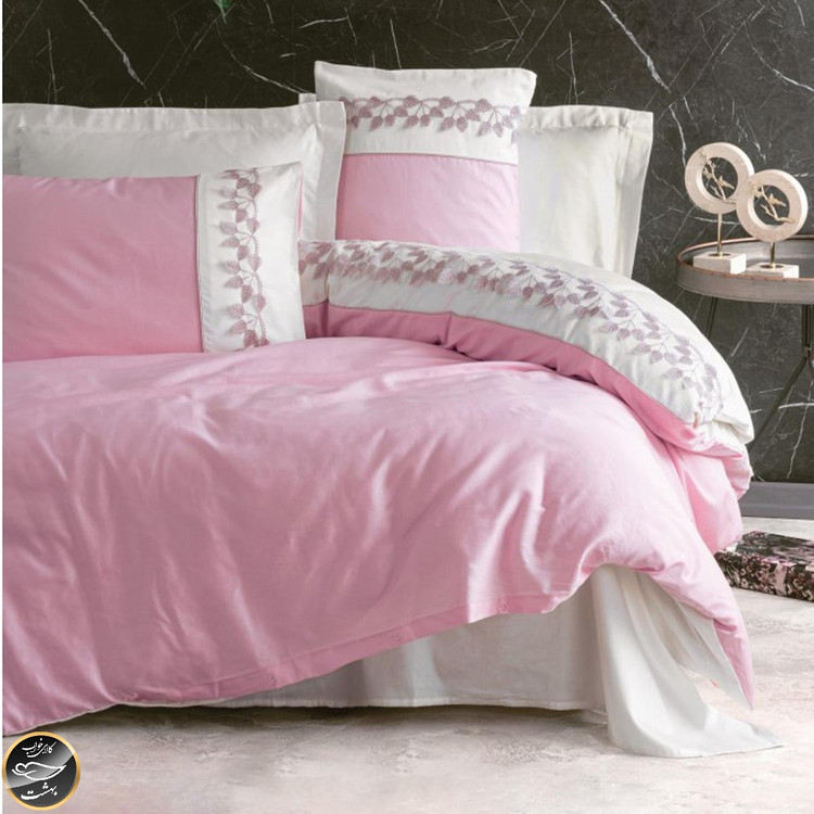 ست کاور لحاف دونفره Brode Saten مدل Niobe Pembe (شش تکه)