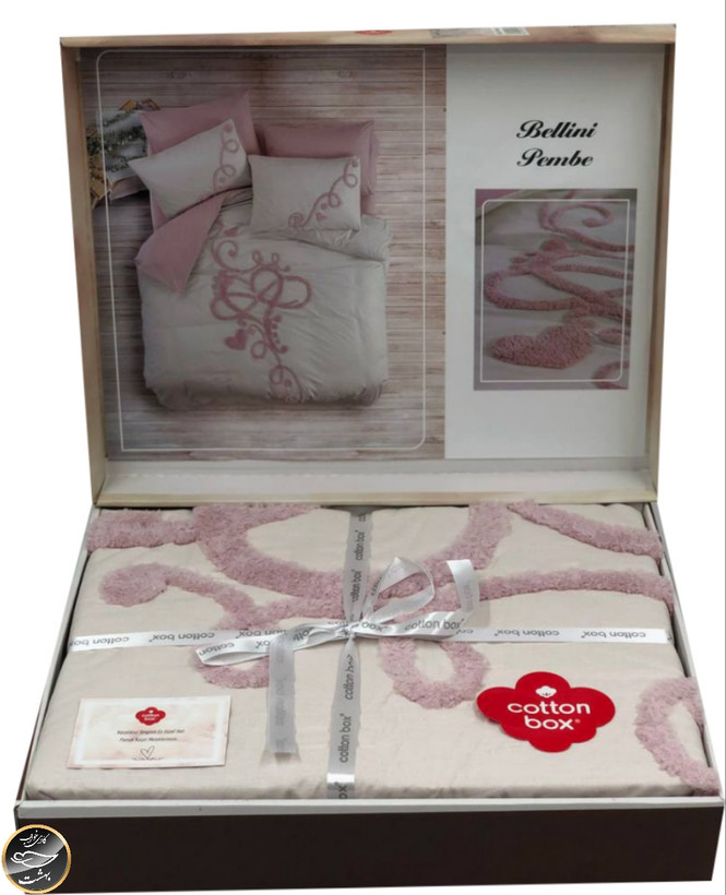 ست کاور لحاف دونفره Puff Nakisli مدل Bellini Pembe (شش تکه)