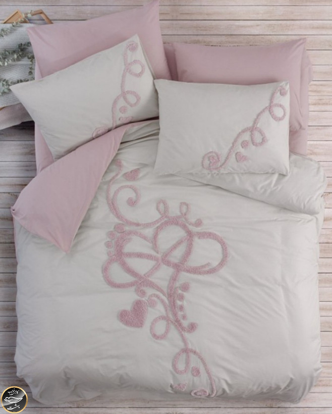 ست کاور لحاف دونفره Puff Nakisli مدل Bellini Pembe (شش تکه)