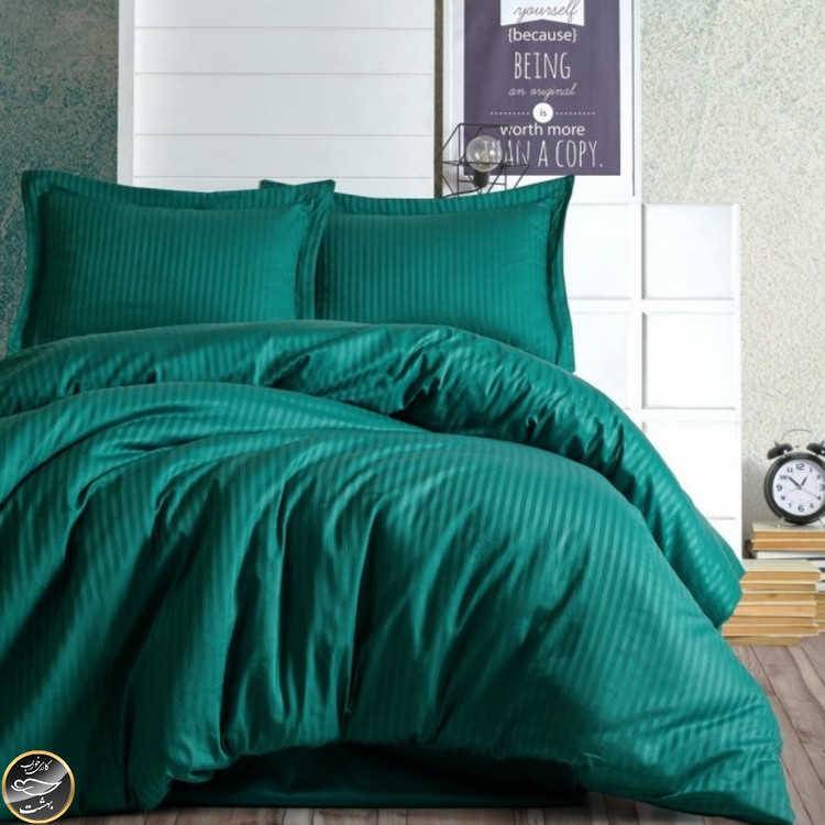 ست کاور لحاف دونفره Elegant Stripe Petrol (چهار تکه)