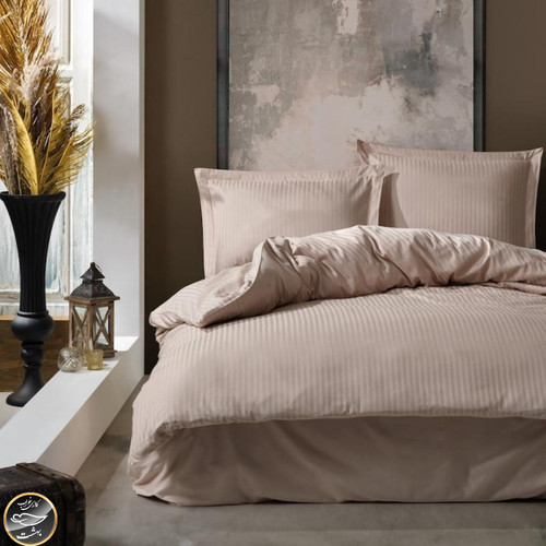 ست کاور لحاف دونفره Elegant Stripe Bej (چهار تکه)