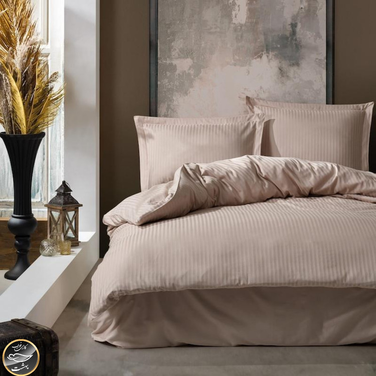 ست کاور لحاف دونفره Elegant Stripe Bej (چهار تکه)