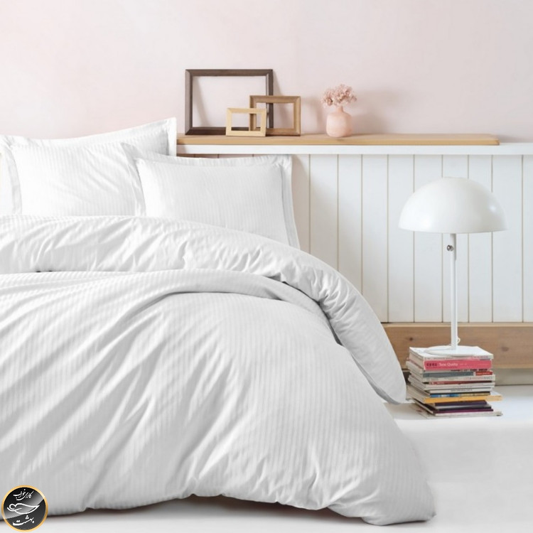 ست کاور لحاف دونفره Elegant Stripe Beyaz (چهار تکه)