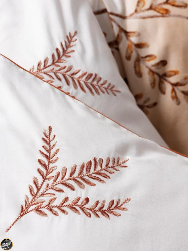 ست کاور لحاف ساتن دونفره Elite مدل Bouquet Ekru (شش تکه)