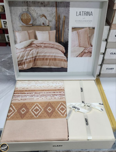 ست کاور لحاف دونفره مدل LATRINA برندCLASY ترک (چهار تکه)