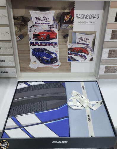 ست کاور لحاف یک نفره برند CLASY مدل RACING DRAG (سه تکه)