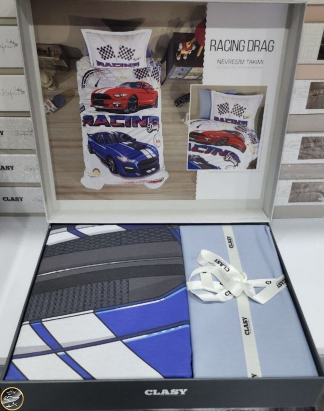 ست کاور لحاف یک نفره برند CLASY مدل RACING DRAG (سه تکه)