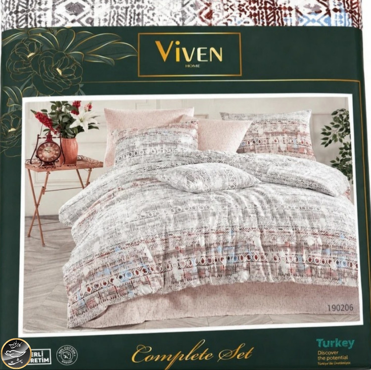 ست کاور لحاف دونفره پنبه دوزی 100206 Complete Seti Viven Home (شش تکه)