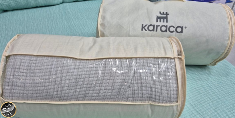 روتختی دونفره پنبه دوزی برند کاراجا ترک (سه تکه - طوسی روشن)