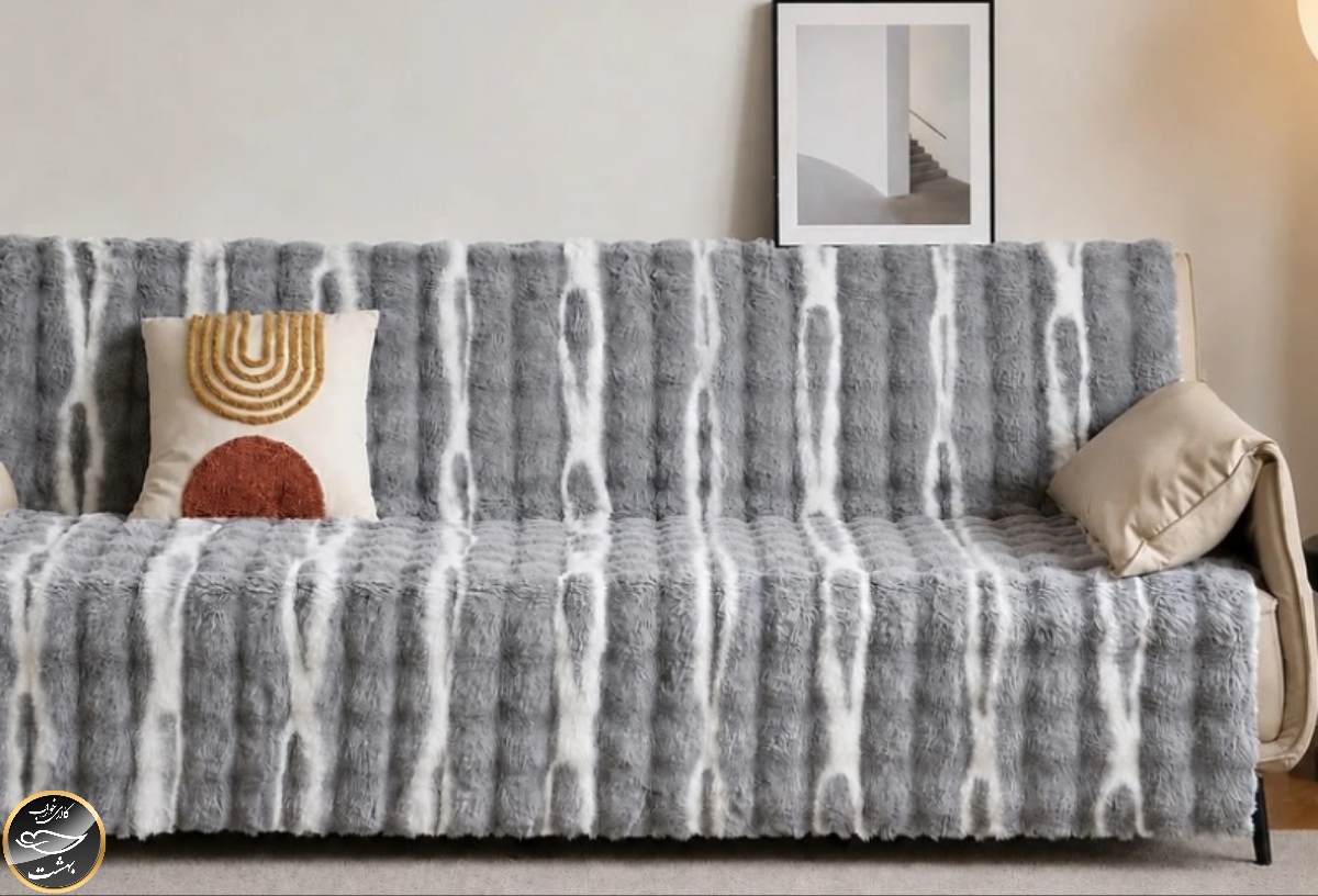 رومبلی خز دار (رنگ طوسی - ۱۸۰x215 سانتی متر)