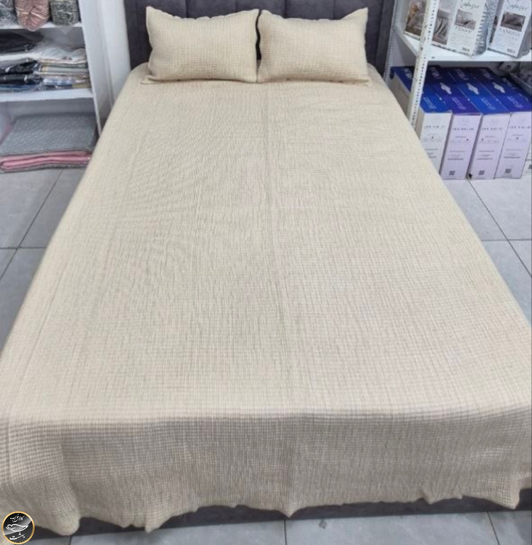 روتختی دونفره پنبه دوزی برند کاراجا ترک (سه تکه -بژ)