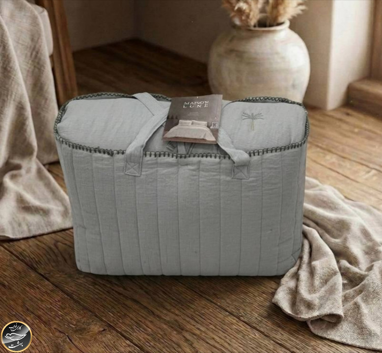 روتختی دونفره پنبه دوزی چین دار ترک مدل Maison Lux (سه تکه - طوسی)