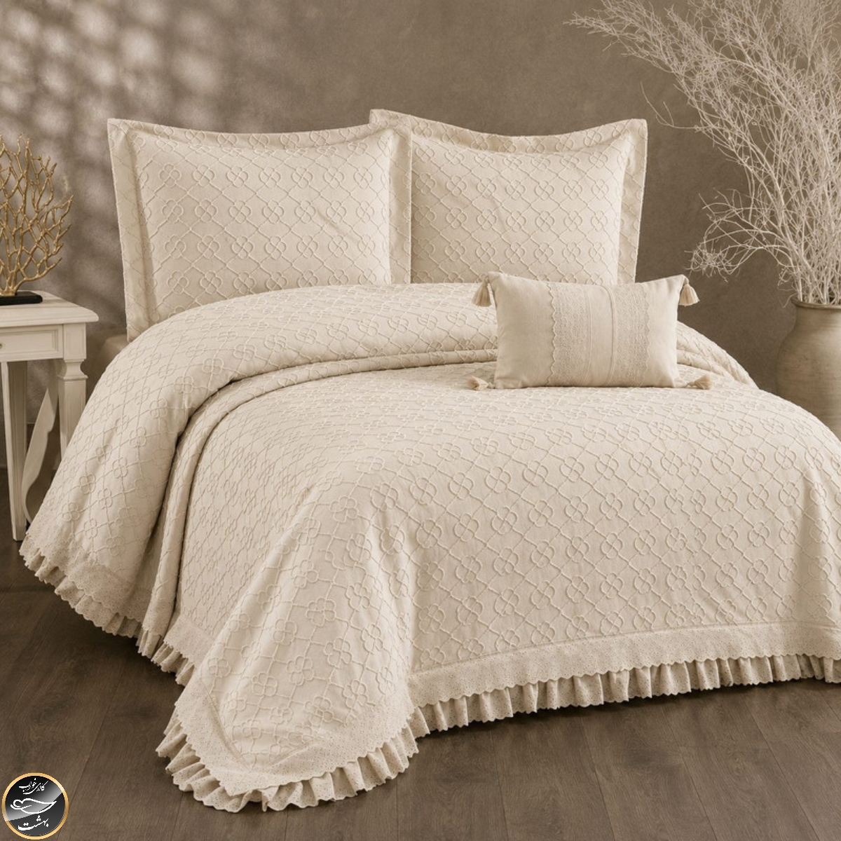 ست پیکه دونفره مدل Julia برند Capital Home ترک (هفت تکه - کرم شیری)