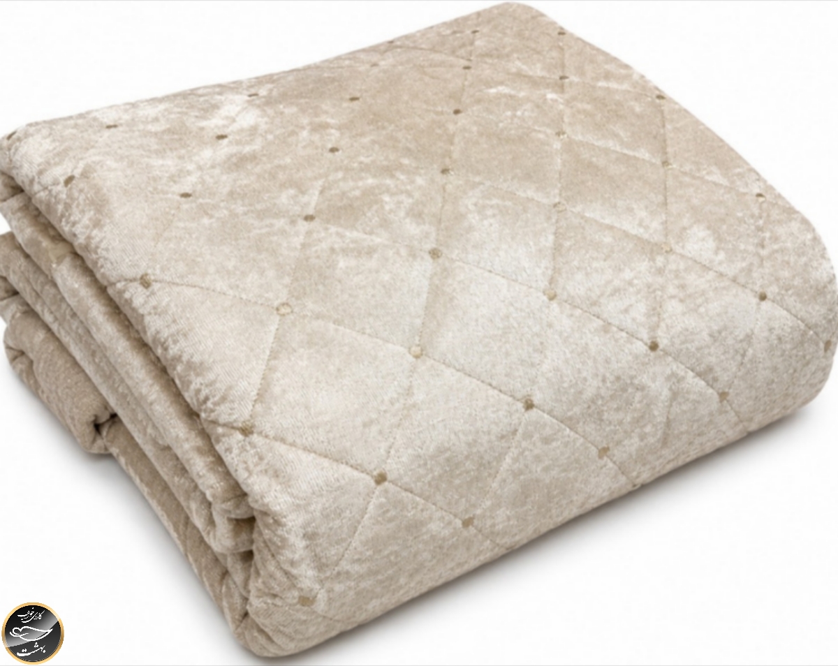 روتختی دونفره پنبه دوزی مخمل مدل Avangart C.K (سه تکه - بژ)