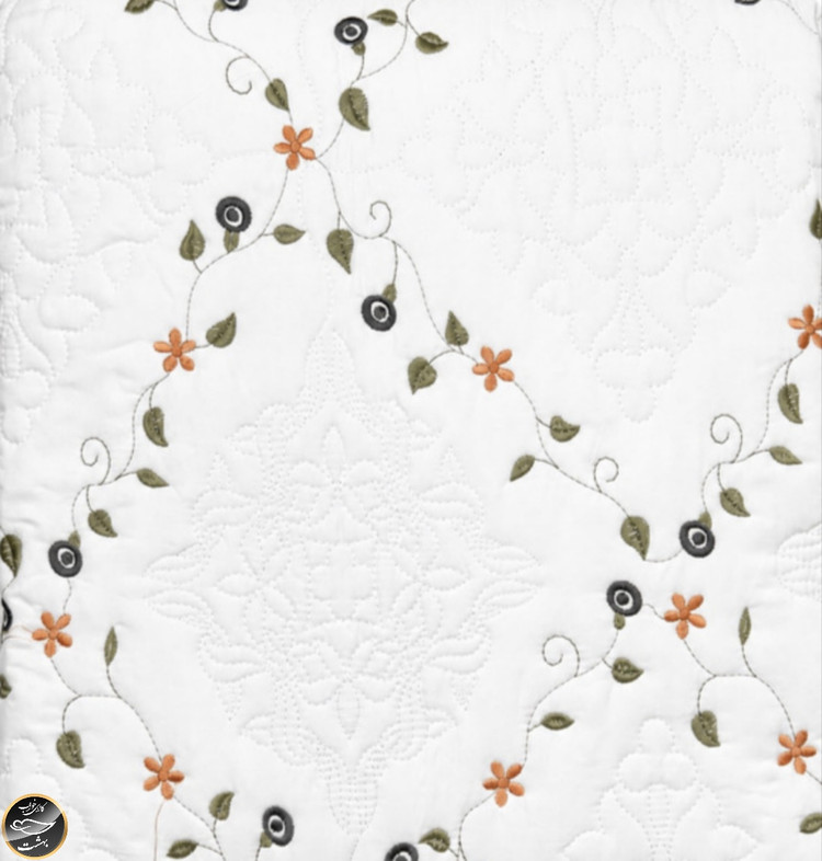 روتختی یک نفره پنبه دوزی پنبه کتان مدل Toyo Colors برند Toyo ترک (دو تکه - گل نارنجی)