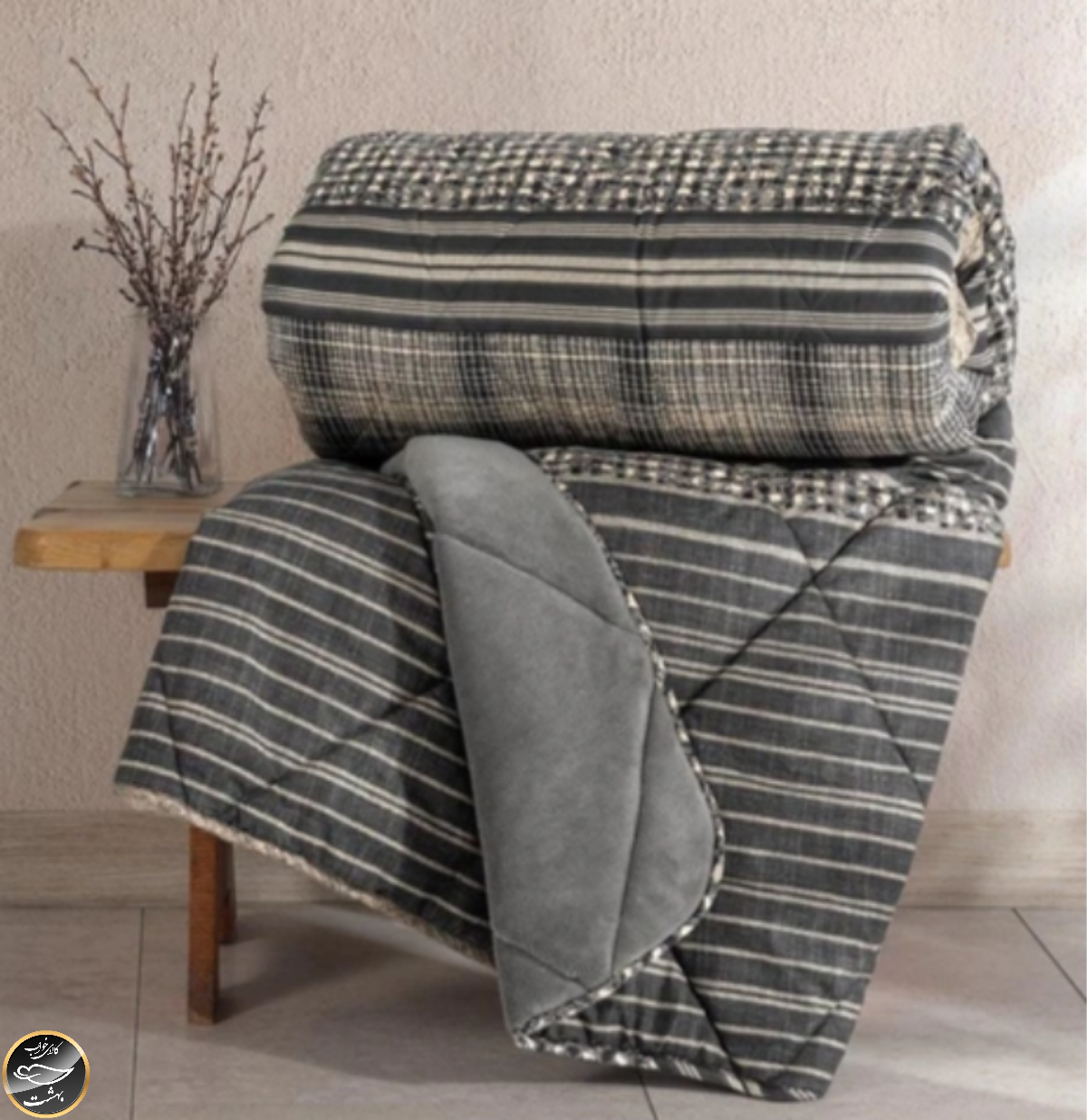 لحاف دونفره برند Cotton Box مدل Velvet Yorgan Timbre Antrasit (یک تکه)