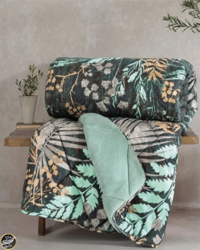 لحاف دونفره برند Cotton Box مدل Velvet Yorgan Clorasa Mint (یک تکه)