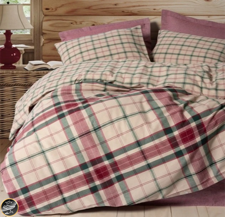 ست کاور لحاف دونفره Warm مدل Flanel Jami Bordo (چهار تکه)