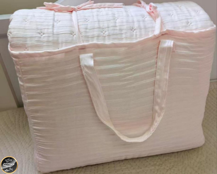 روتختی دونفره پنبه دوزی چین دار برند Majoli (سه تکه -صورتی)